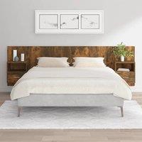 Berkfield Home Bed Headboard with Cabinets Smoked Oak Engineered Wood in Brown