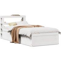Bed Frame with Headboard White 90x190 cm Single Solid Wood Pine