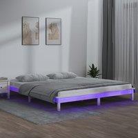 Berkfield Home LED Bed Frame White 135x190 cm Double Solid Wood