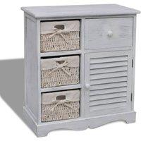 Berkfield Home Wooden Cabinet 3 Left Weaving Baskets White
