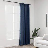 Berkfield Home Linen-Look Blackout Curtains with Hooks Blue 290x245 cm