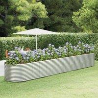 Berkfield Home Garden Raised Bed Silver 554x100x68 cm Powder-coated Steel | Size: 554 x 100 x 68 cm