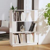 Berkfield Home Book Cabinet/Room Divider White 80x25x101 cm Solid Wood Pine | Size: 80 x 25 x 101 cm