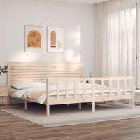 Berkfield Home Bed Frame with Headboard Super King Size Solid Wood in Brown