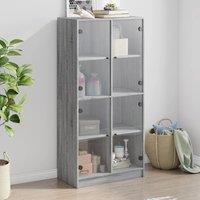 Berkfield Home Highboard with Doors Grey Sonoma 68x37x142 cm Engineered Wood | Size: 68 x 37 x 142 cm