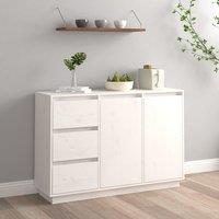 Berkfield Home Sideboard White 111x34x75 cm Solid Wood Pine | Size: 111 x 34 x 75 cm