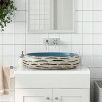 Berkfield Home Countertop Basin Multicolour Oval 59x40x15 cm Ceramic in Blue | Size: 59 x 40 x 15 cm