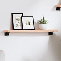 Berkfield Home Wall Shelf 60x10x2 cm Untreated Solid Wood Oak in Brown | Size: 60 x 10 x 2 cm