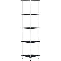 5-Tier Shelf Black 30x30x130 cm Tempered Glass