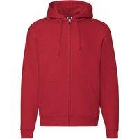 Fruit of the Loom Men's Zip Through Hooded Sweatshirt Hoodie in Red | Size: 2XL