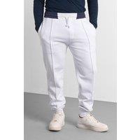 Enorsia Men's Brushed Terry Jogger With Cut & Sew Waistband in White | Size: 2XL