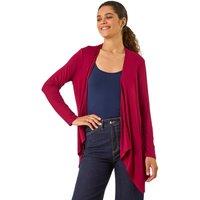 Roman Women's Waterfall Front Jersey Knit Cardigan in Red | Size: 20