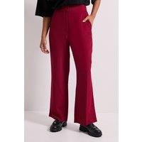 Dorothy Perkins Women's Petite Stitch Waistband Straight Leg Trouser in Cranberry | Size: 14
