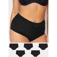 Yours Women's 5 Pack Cotton Full Briefs in Black | Size: 14-16