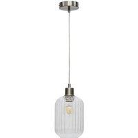 First Choice Lighting Batley - Clear Ribbed Glass with Satin Nickel Pendant Fitting