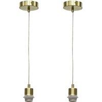 First Choice Lighting Set of 2 Carss - Satin Brass Ceiling Pendant Kits for Easy Fit Shades in Gold