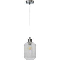 First Choice Lighting Batley - Clear Ribbed Glass with Chrome Pendant Fitting