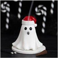 KDMD Ghost with Santa Hat Tealight & Incense Cone Holder in White