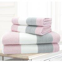 Velosso 4pc Striped Cotton Hand & Bath Towel Set - Soft & Absorbent Cotton Towels in Pink