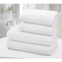 Velosso 4pc Chevron Jacquard Cotton Hand & Bath Towel Set - Soft & Absorbent Cotton Towels in White