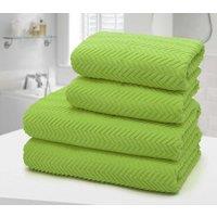 Velosso 4pc Chevron Jacquard Cotton Hand & Bath Towel Set - Soft & Absorbent Cotton Towels in Lime