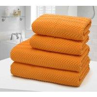 Velosso 4pc Chevron Jacquard Cotton Hand & Bath Towel Set - Soft & Absorbent Cotton Towels in Tangerine