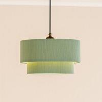ValueLights Mason Ruched Crinkle Fabric Two Tier Ceiling Floor Table Lamp Shade in Green