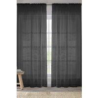 Enhanced Living Plain Sheer Voile Panel Curtains Panel - Pair with Rod Pocket Header in Black | Size: 145 cm width x 122 cm drop