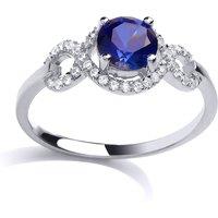 Jewelco London Women's Silver Blue CZ Shoulder-Set Infinity Solitaire Engagement Ring in White | Size: O