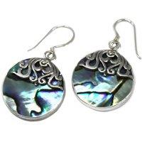 KDMD Women's Shell & Silver Earrings - Classic Disc - Abalone