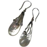 KDMD Women's Shell & Silver Earrings - Three Hearts - MOP