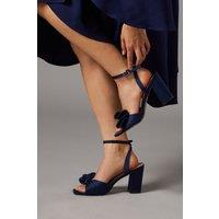Coast Women's Tina Satin Soft Ruffle High Block Heel Sandals in Navy | Size: 5