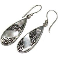 KDMD Women's Shell & Silver Earrings - Teardrop- MOP