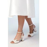 Coast Women's Bridal Tina Satin Soft Ruffle High Block Heel Sandals in Ivory | Size: 4