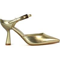 XY London Women's 'Daisy-May' High Heel Mules With Pointed Toe in Metallic Gold | Size: 5