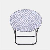 OHS Moon Camping Chair Round Folding Outdoor Garden Seat Travel Picnic in Light Grey