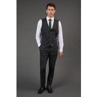 Burton Men's Charcoal Windowpane Check Slim Fit Suit Trousers | Size: 34R