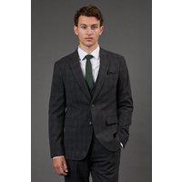 Burton Men's Charcoal Windowpane Check Slim Fit Suit Jacket | Size: 46R
