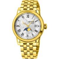 Gevril Men's Madison, Swiss Automatic Watch, White Dial, 316L Stainless Steel, Sapphire Crystal, & GMT Function in Gold