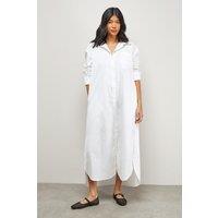 Oversized Side Split Midi Shirt Dress