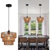 Boho Chandelier Light Fixture, Farmhouse Rattan Pendant Light