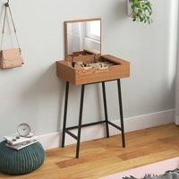 HOMCOM Industrial Vanity Desk with Mirror & Steel Legs Natural Wood Effect