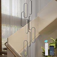 High Ceiling Light Staircase Chandelier, Dimmable LED Pendant Light with Remote