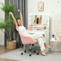 HOMCOM Fluffy Vanity Chair for Desk, with Height Adjustable, Wheels, Pink