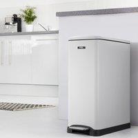 Cooks Professional Slimline Dual Compartment Pedal Bin 50L with Soft Close Lid in White