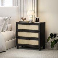 HOMCOM 3 Drawer Cabinet Storage Cupboard Sideboard Organiser in Black