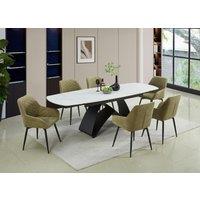 DS Living Maelis White Veined Marble Ceramic Dining Room Table | Size: 160 cm x 90 cm