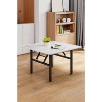 Square 80cm Folding Coffee Table Dining Table with Marble Effect Top
