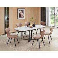 Arden White Veined Marble Ceramic Dining Room Table