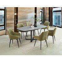 Arden Lighted Grey Cracked Stone Ceramic Dining Room Table